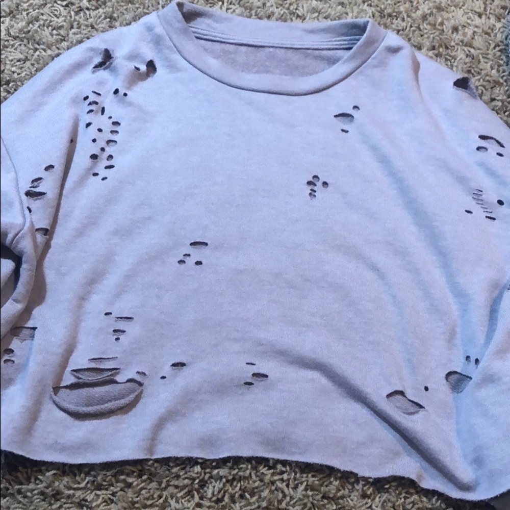 Distressed crop sweatshirt